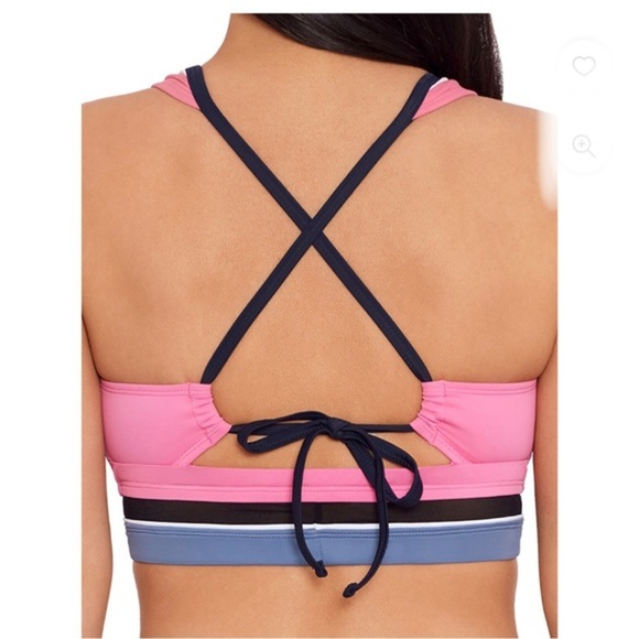 Pink black trim Chlorine Resistant Quick Dry Adjustable Straps Bikini‎ top only - Picture 4 of 4